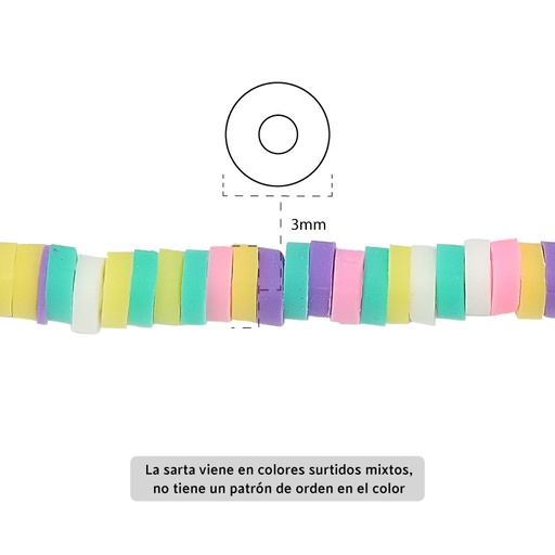 Sarta fimo disco 3mm 3-2 color mix x 39cm