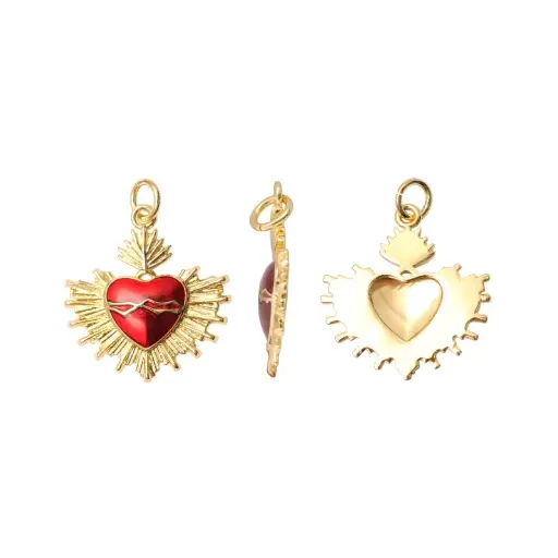 [14670] Dije esmaltado rojo sagrado corazon 19x20mm/Golfi x und