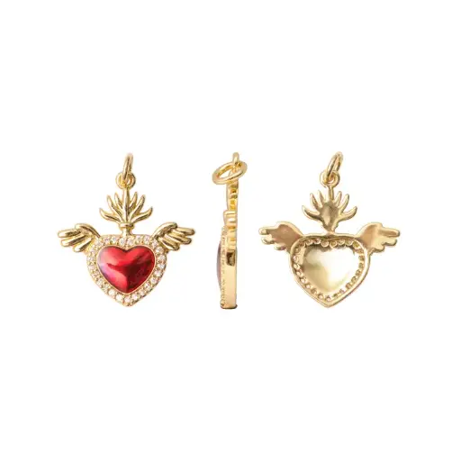 [14698] Dije esmaltado rojo sagrado corazon 21x22mm/Golfi x und