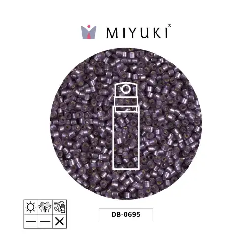 [14337] Miyuki delica 11/0 DB0695 mate plateado forrado mulberry x 10g