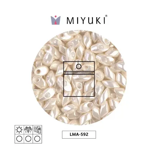 [20794] Miyuki long magatama 4x7mm LMA0592 antique ivory pearl ceylon x 25g