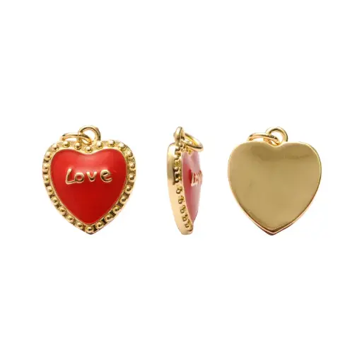 [14684] Dije esmaltado rojo corazon love 13x16mm/Golfi x und