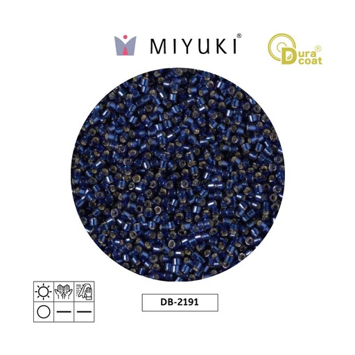 [27686] Miyuki delica 11/0 DB2191 plateado forrado azul Duracoat x 50g