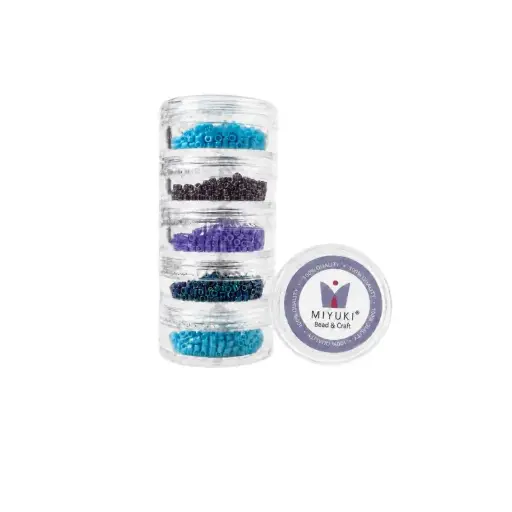 Kit 29 - Miyuki Delica 5 Colores (2g c/u) + Organizador Apilable