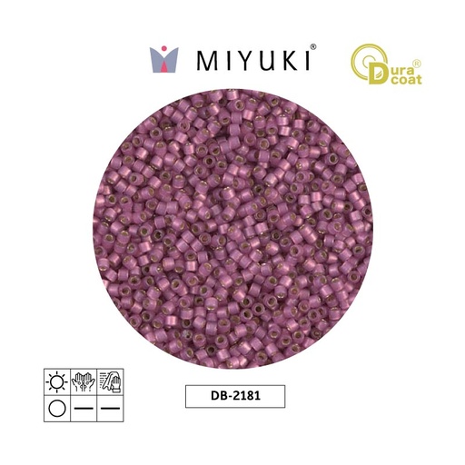 [32276] Miyuki delica 11/0 DB2181 plateado forrado rosebud mate x 50gr