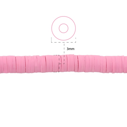 Sarta fimo disco 3mm 010 rosado x 39cm