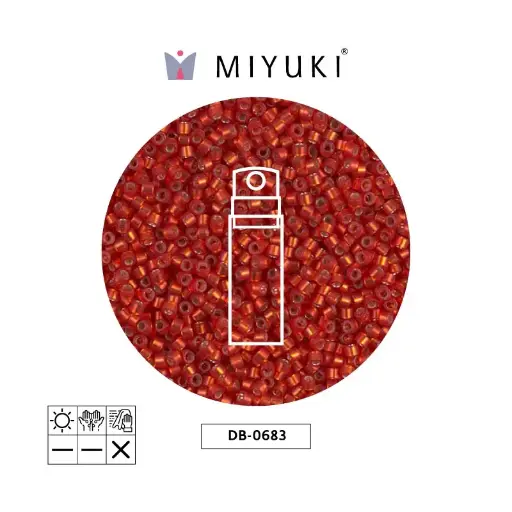 [15388] Miyuki delica 11/0 DB0683 mate plateado forrado rojo naranja x 10g