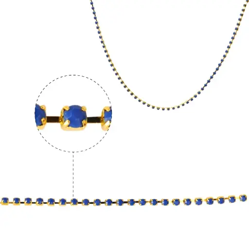 Cadena strass #25 azul 2.5mm/Gilt x m