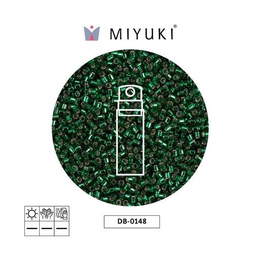 [22439] Miyuki delica 11/0 DB0148 plateado forrado verde x 10g