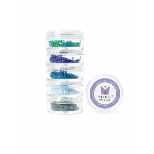 [04779] Kit 32 - Miyuki Delica 5 Colores (2g c/u) + Organizador Apilable