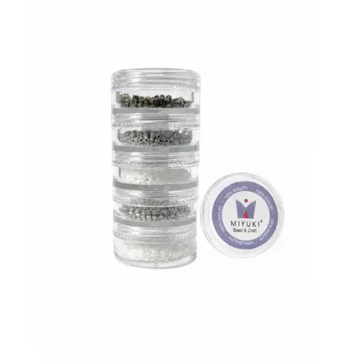 [08029] Kit 35 - Miyuki Delica 5 Colores (2g c/u) + Organizador Apilable
