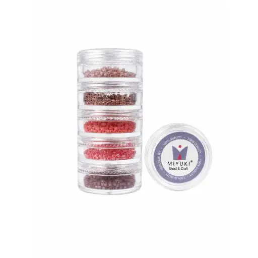 [03932] Kit 1- Miyuki Delica 5 Colores (2g c/u) + Organizador Apilable
