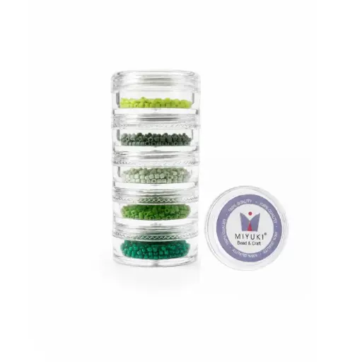 Kit 19 - Miyuki Delica 5 Colores (2g c/u) + Organizador Apilable