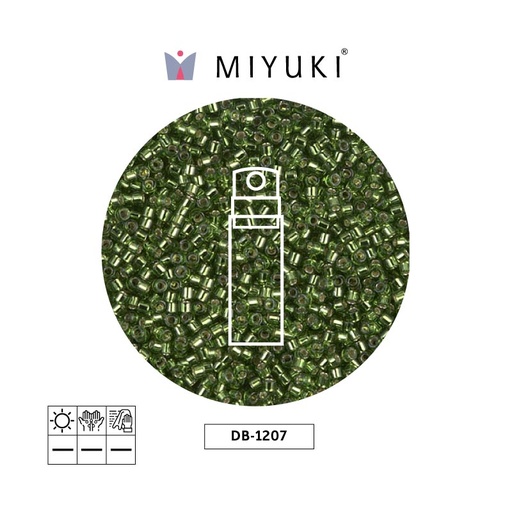 [31429] Miyuki delica 11/0 DB1207 plateado forrado verde x 10gr