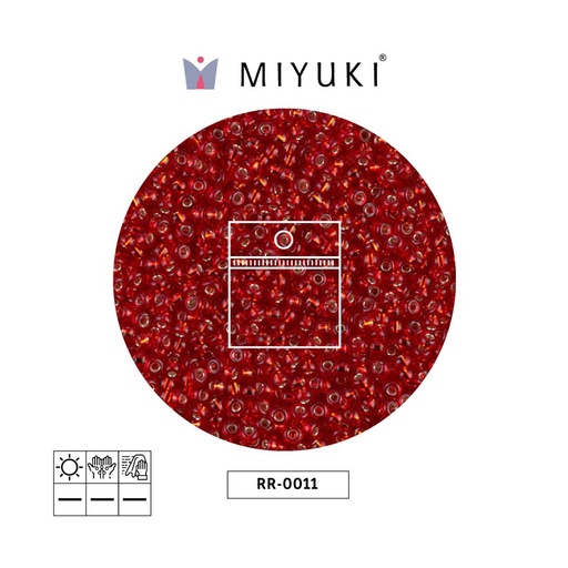 Mostacilla Miyuki rocalla 11/0 RR0011 plateado forrado ruby x 25g
