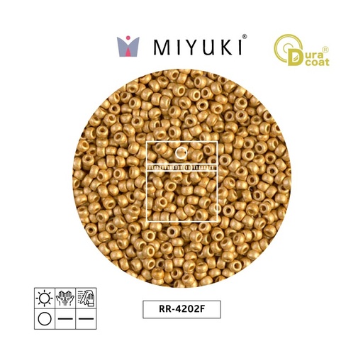 Mostacilla Miyuki rocalla 11/0 RR4202F galvanizado mate dorado Duracoat x 25g