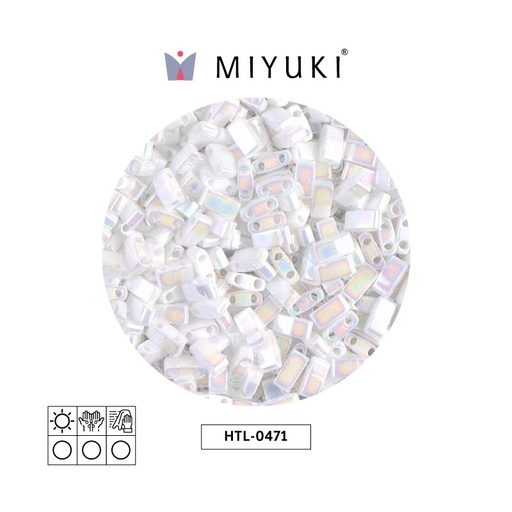 [10110] Miyuki half tila 5x2.3x1.9mm HTL0471 blanco perla AB x 250G
