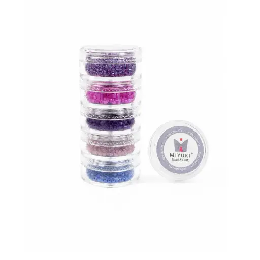 [20607] Kit 5 - Miyuki Delica 5 Colores (2g c/u) + Organizador Apilable