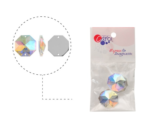 [19968] Piedra hilo B48 octagon plano 21mm aurore boreale 14 x 4 und