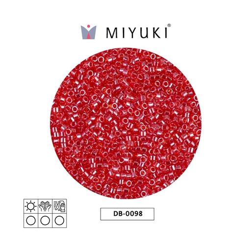 [27689] Miyuki delica 11/0 DB0098 transparente claro rojo lusterr x 50g