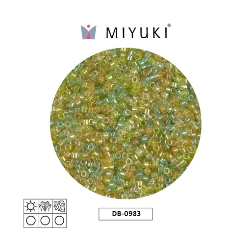 [28543] Miyuki delica 11/0 DB0983 saparkling forrado lemon verde mix x 50g
