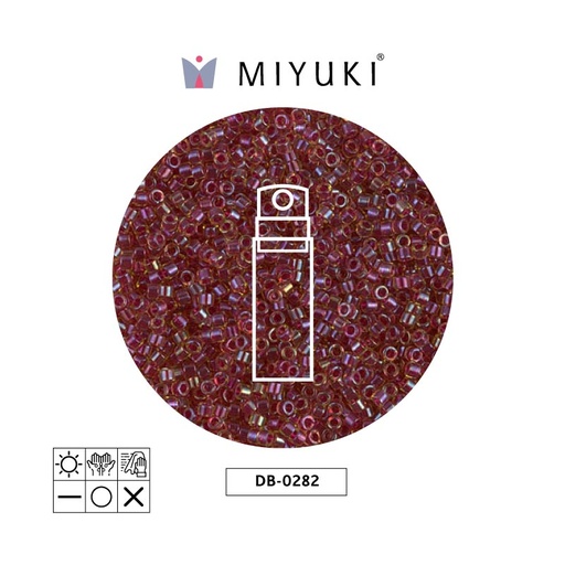 Miyuki delica 11/0 DB0282 cranberry lined light topaz luster x 10g