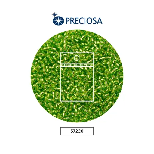 [28551] Mostacilla checa preciosa 2mm 57220 LP verde limon x 50g