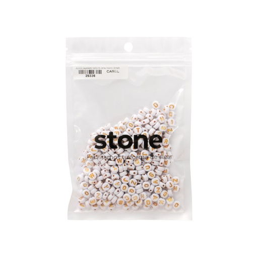 [29336] Acrilico separador redondo letras blanco dorado 4x7nn x 50g