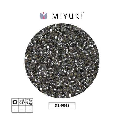 [26331] Miyuki delica 11/0 DB0048 plateado forrado gris x 50gr
