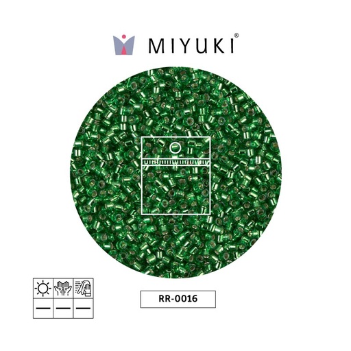 Mostacilla Miyuki rocalla 11/0 RR0016 plateado forrado verde x 25g